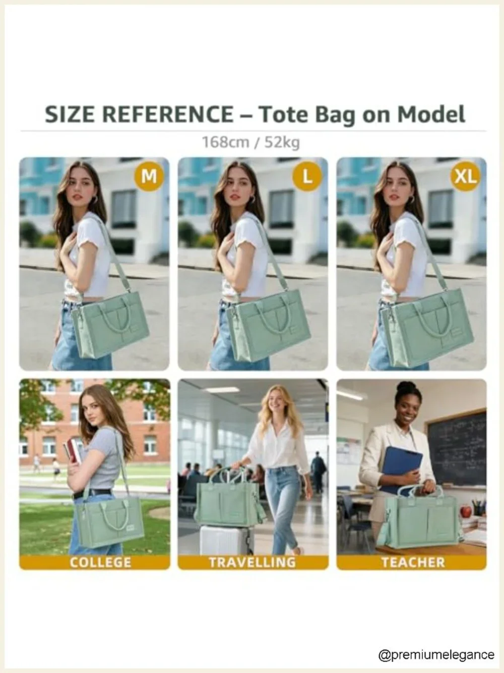 Structured Canvas Tote Bag with Multi-Compartment Zippered Purse for Work Travel